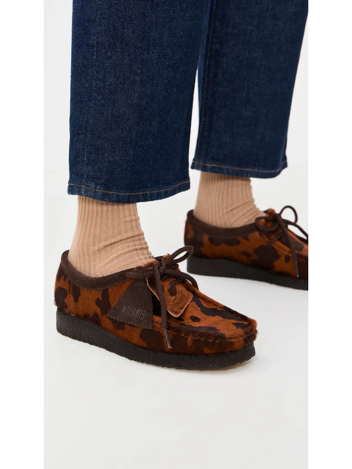 Clarks ウォラビーシューズ カーフヘア ブラウン カウプリント - 画像3