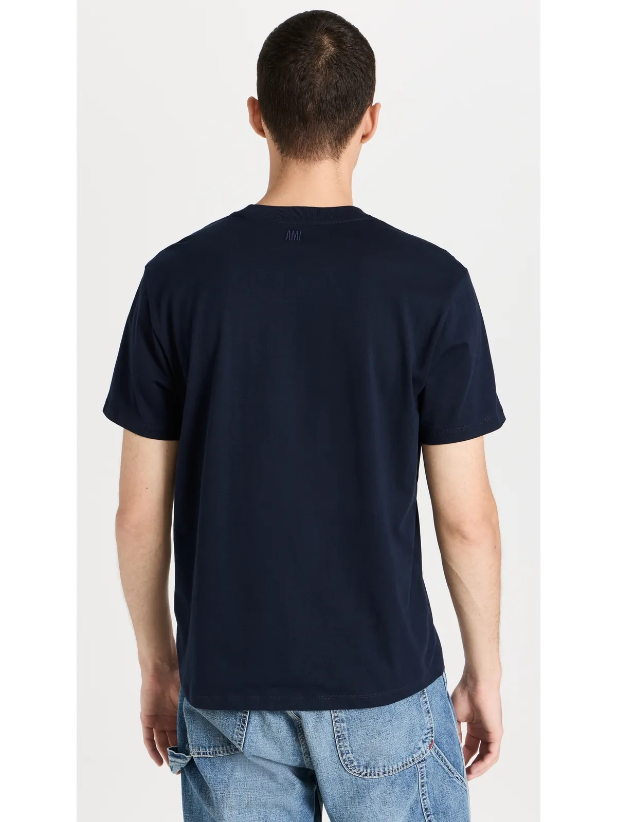 AMI ユニセックス クラシックフィット トーンロゴTシャツ ネイビーブルー - 画像3