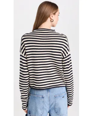 Alex Mill テイラー カーディガン ストライプ コットン×カシミヤ混紡 ネイビー/アイボリー - サムネイル3