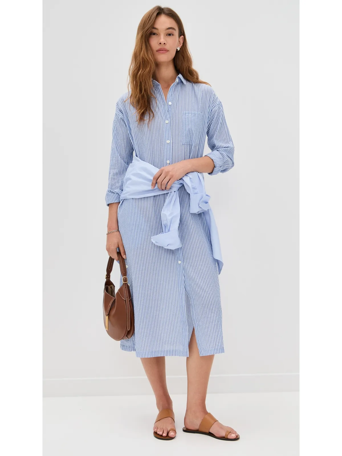 Alex Mill Kerry Shirtdress in Seersucker Stripe Blue/White - 画像5