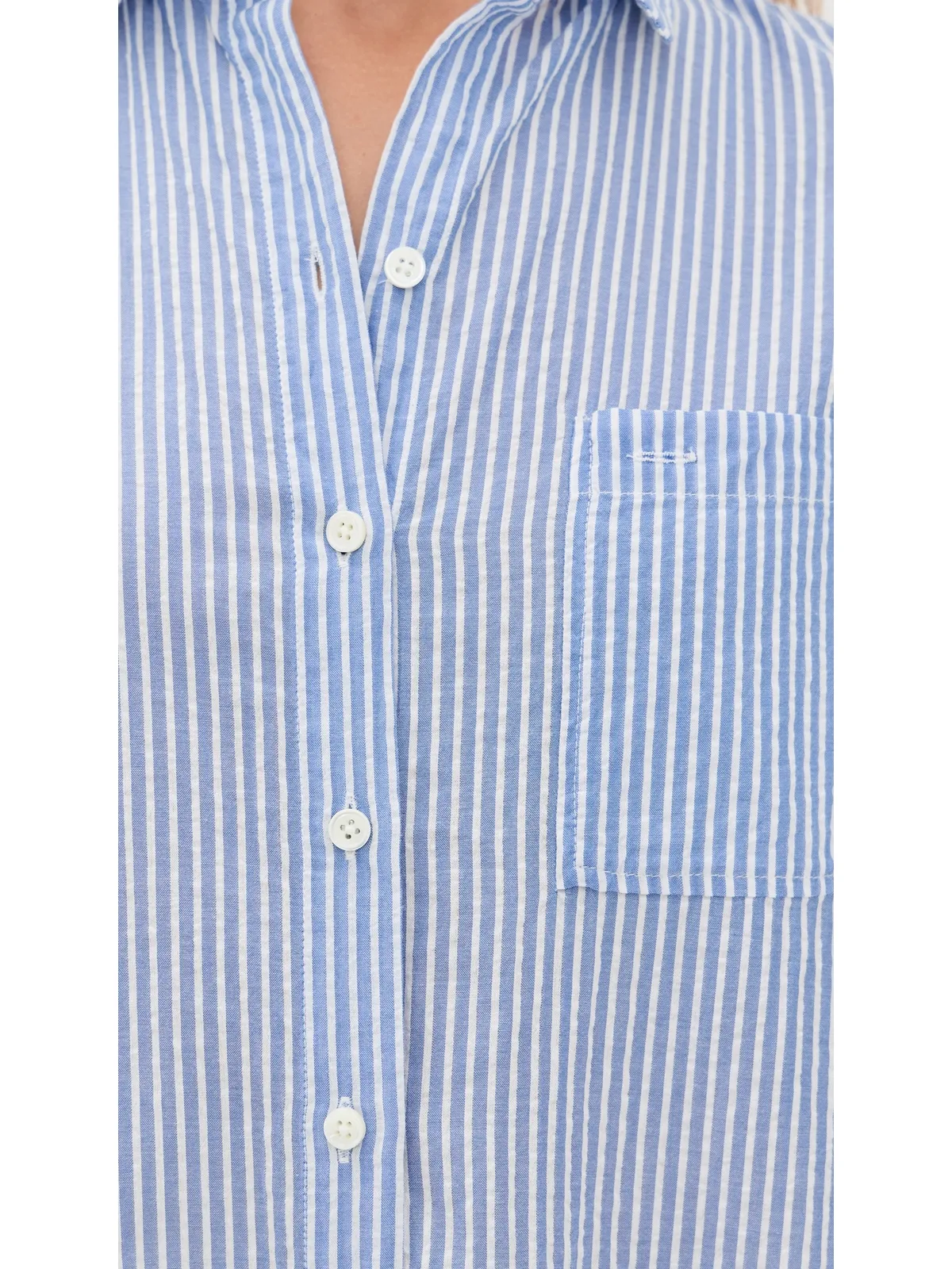 Alex Mill Kerry Shirtdress in Seersucker Stripe Blue/White - 画像6
