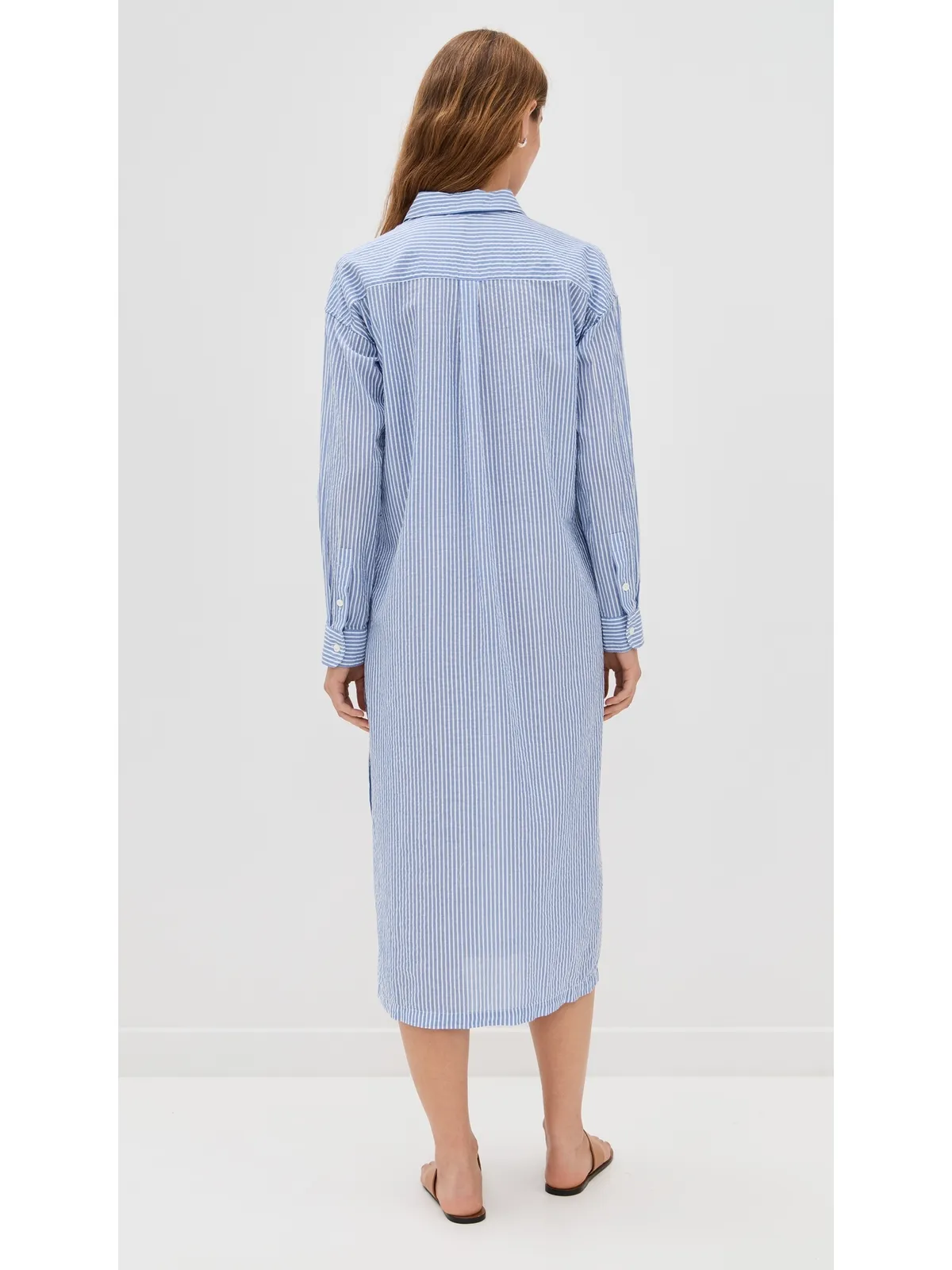 Alex Mill Kerry Shirtdress in Seersucker Stripe Blue/White - 画像3