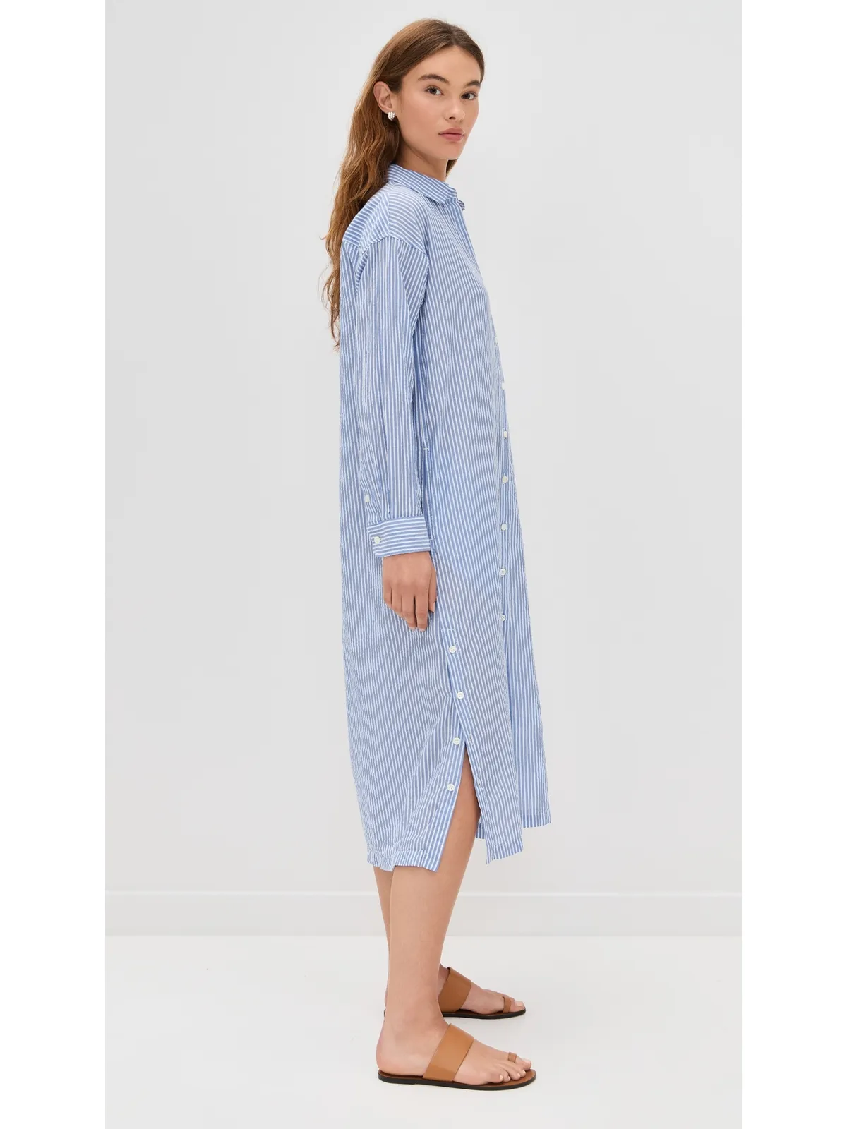 Alex Mill Kerry Shirtdress in Seersucker Stripe Blue/White - 画像4
