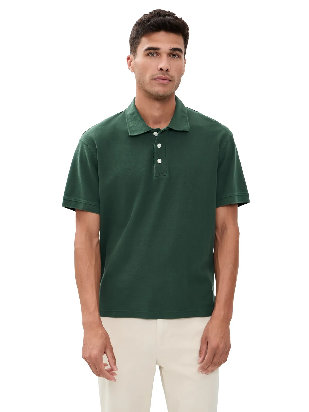 Alex Mill Ryan Short Sleeve Pique Polo Evergreen - 画像1