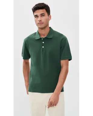 Alex Mill Ryan Short Sleeve Pique Polo Evergreen - サムネイル3