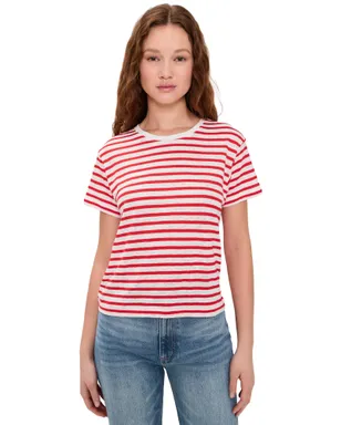 Alex Mill ガルソン ストライプ Tシャツ リネン×コットン オフホワイト/トマト - サムネイル1