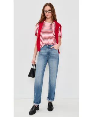 Alex Mill ガルソン ストライプ Tシャツ リネン×コットン オフホワイト/トマト - サムネイル5
