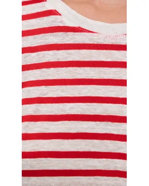 Alex Mill ガルソン ストライプ Tシャツ リネン×コットン オフホワイト/トマト - サムネイル6
