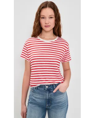 Alex Mill ガルソン ストライプ Tシャツ リネン×コットン オフホワイト/トマト - サムネイル2