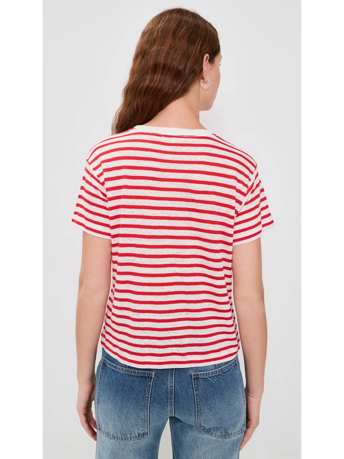 Alex Mill ガルソン ストライプ Tシャツ リネン×コットン オフホワイト/トマト - 画像3