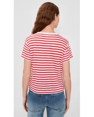 Alex Mill ガルソン ストライプ Tシャツ リネン×コットン オフホワイト/トマト - サムネイル3