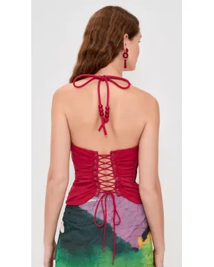 Andrea Iyamah アーロ コルセットトップ ラズベリー - サムネイル3