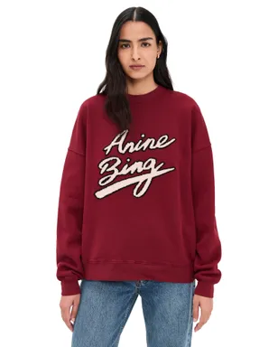 ANINE BING マイルズ チェニール サイン入り スウェットシャツ カベルネ - サムネイル1