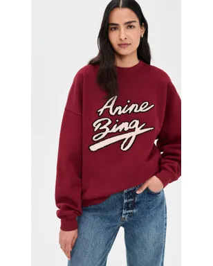 ANINE BING マイルズ チェニール サイン入り スウェットシャツ カベルネ - サムネイル2