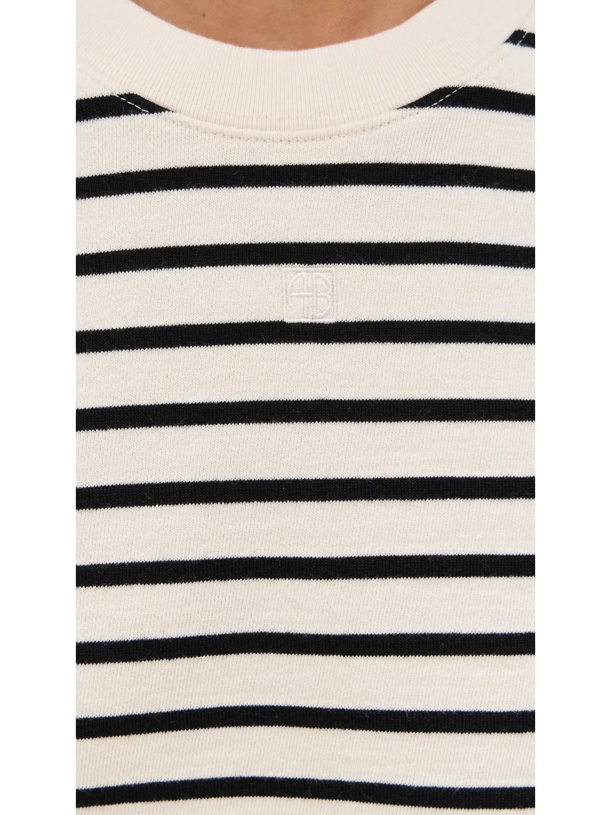 ANINE BING マイヤーズ クロップドTシャツ ブラックストライプ フレンチテリー サイズM - 画像6