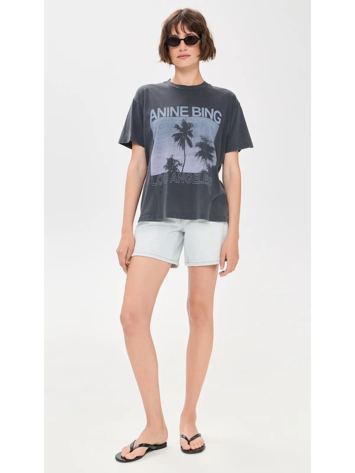 ANINE BING ケイド パームス Tシャツ ウォッシュドグレー M - 画像5