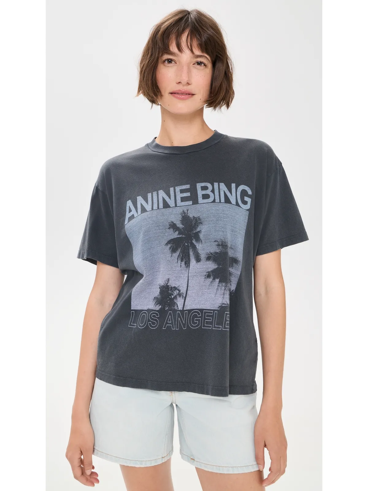 ANINE BING ケイド パームス Tシャツ ウォッシュドグレー M - 画像2