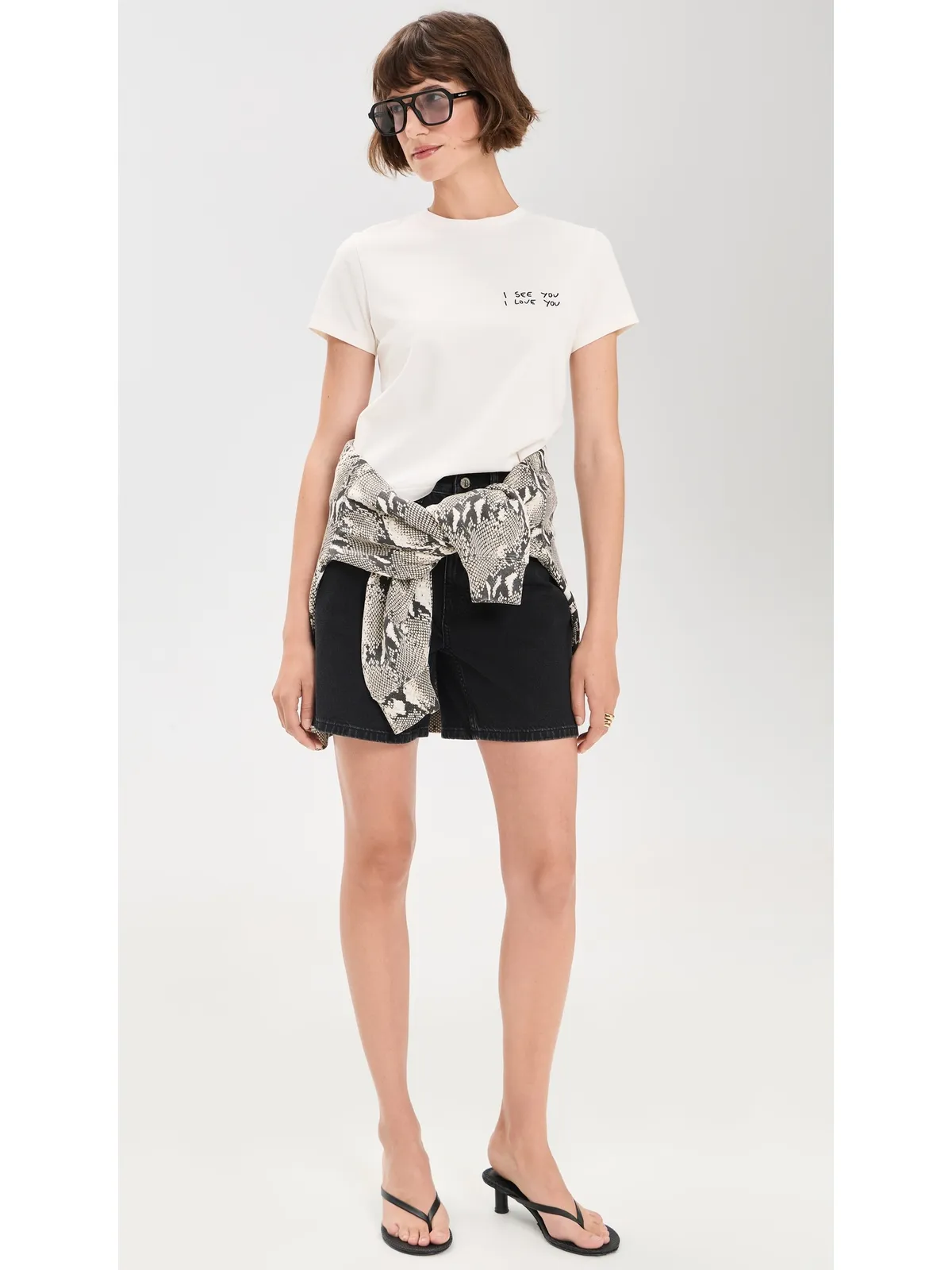 ANINE BING I See You I Love You Shelley Tシャツ クリーム色 - 画像5