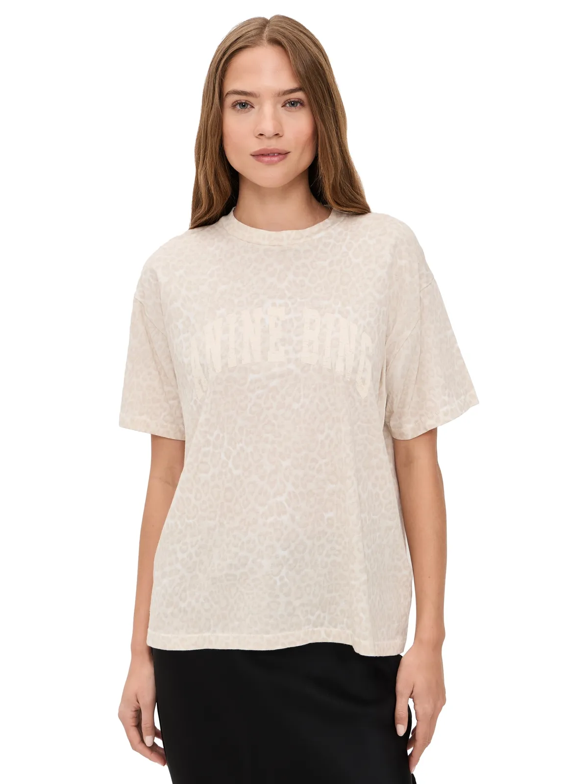 ANINE BING Cade Tee Washed White Leopard - 画像1