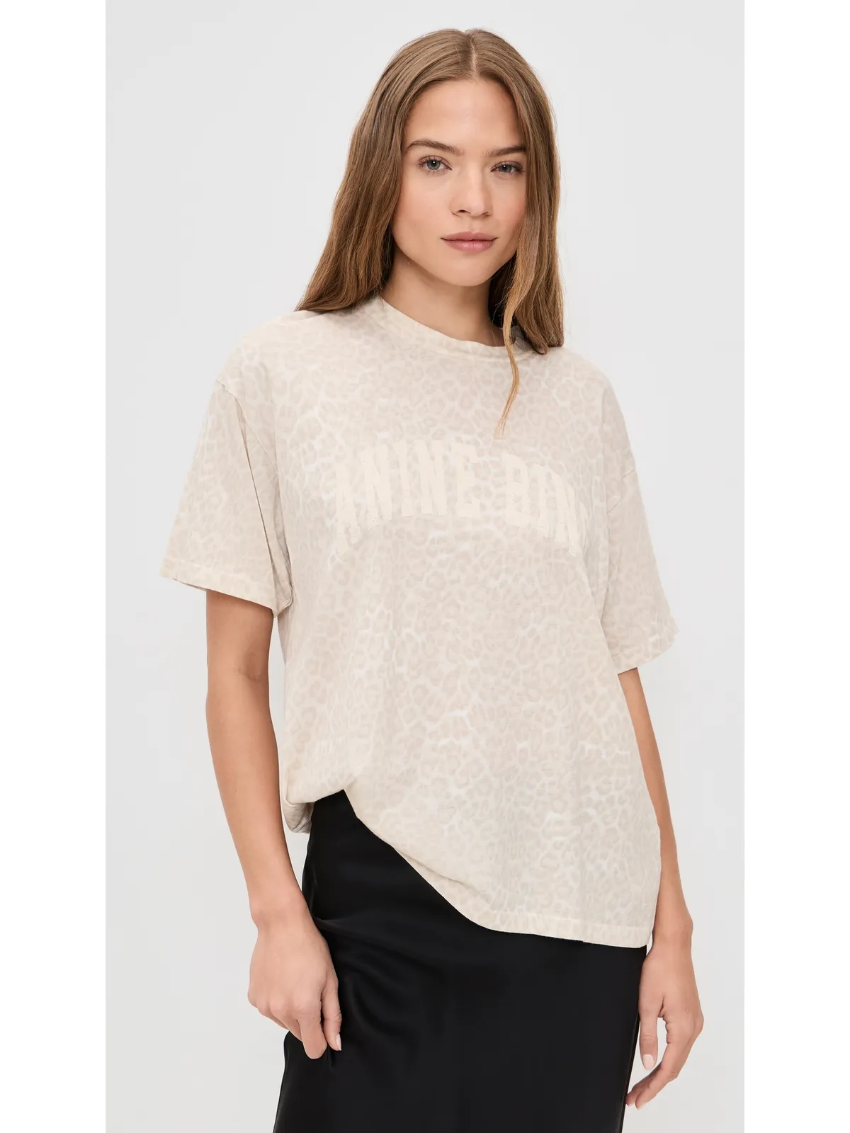 ANINE BING Cade Tee Washed White Leopard - 画像2