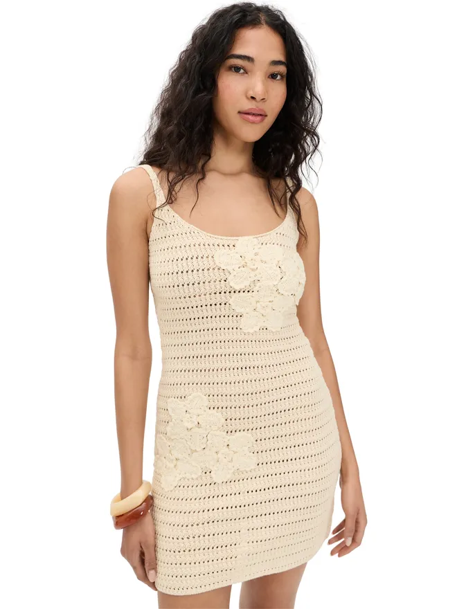 Another Girl Another Girl クロシェ編みミニドレス クリーム色の商品画像