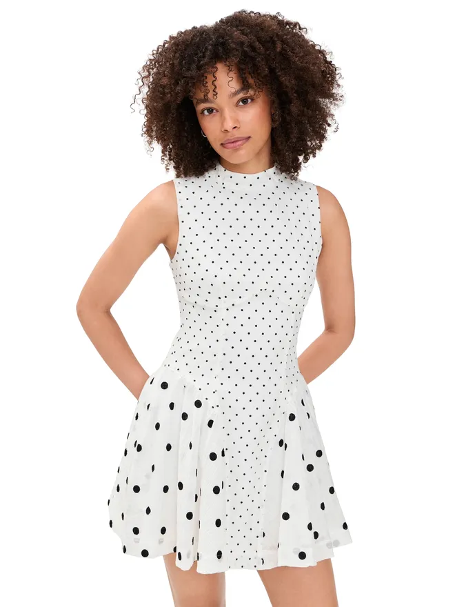 Another Girl Another Girl ポルカドットミックス ギャザー ヒップ ミニドレスの商品画像