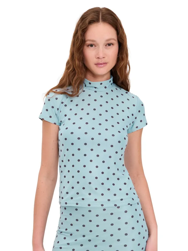 Another Girl Another Girl ドット柄メッシュ ハイネック トップスの商品画像