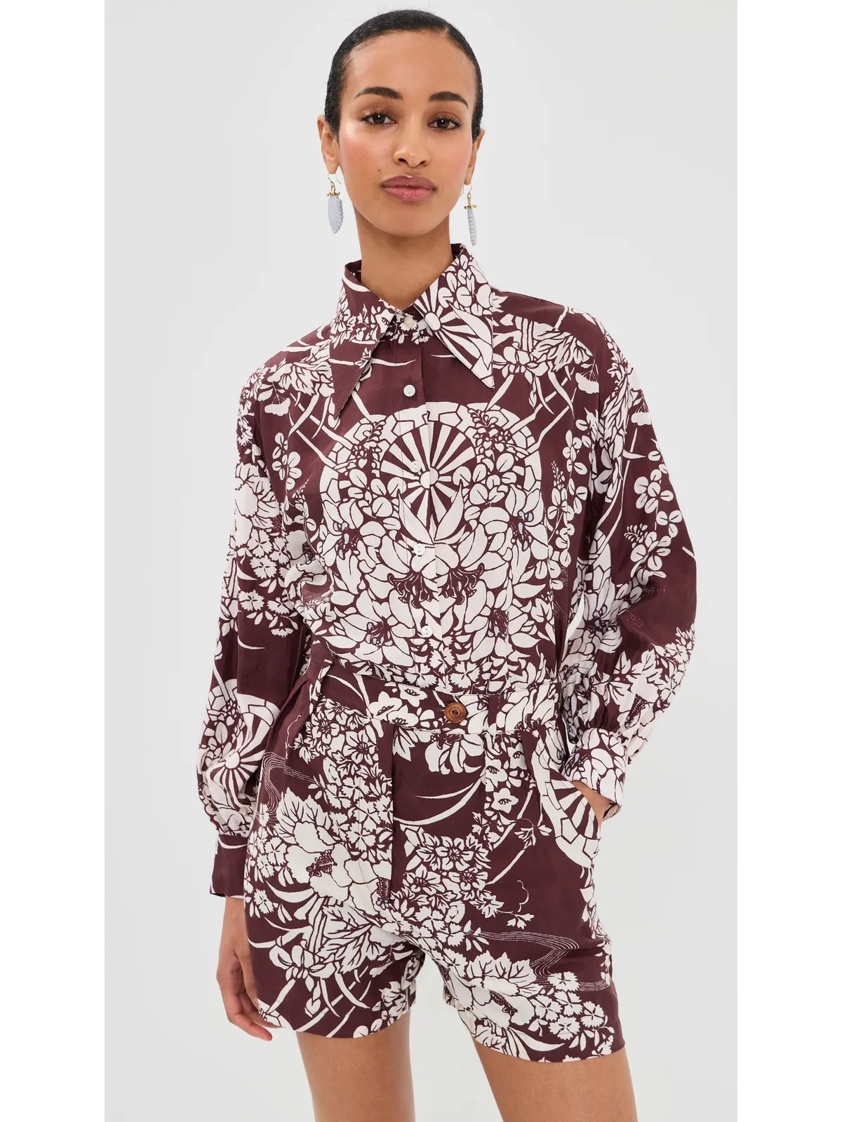 Alix of Bohemia Emery Auburn Spoke Silk Shirt - 画像2