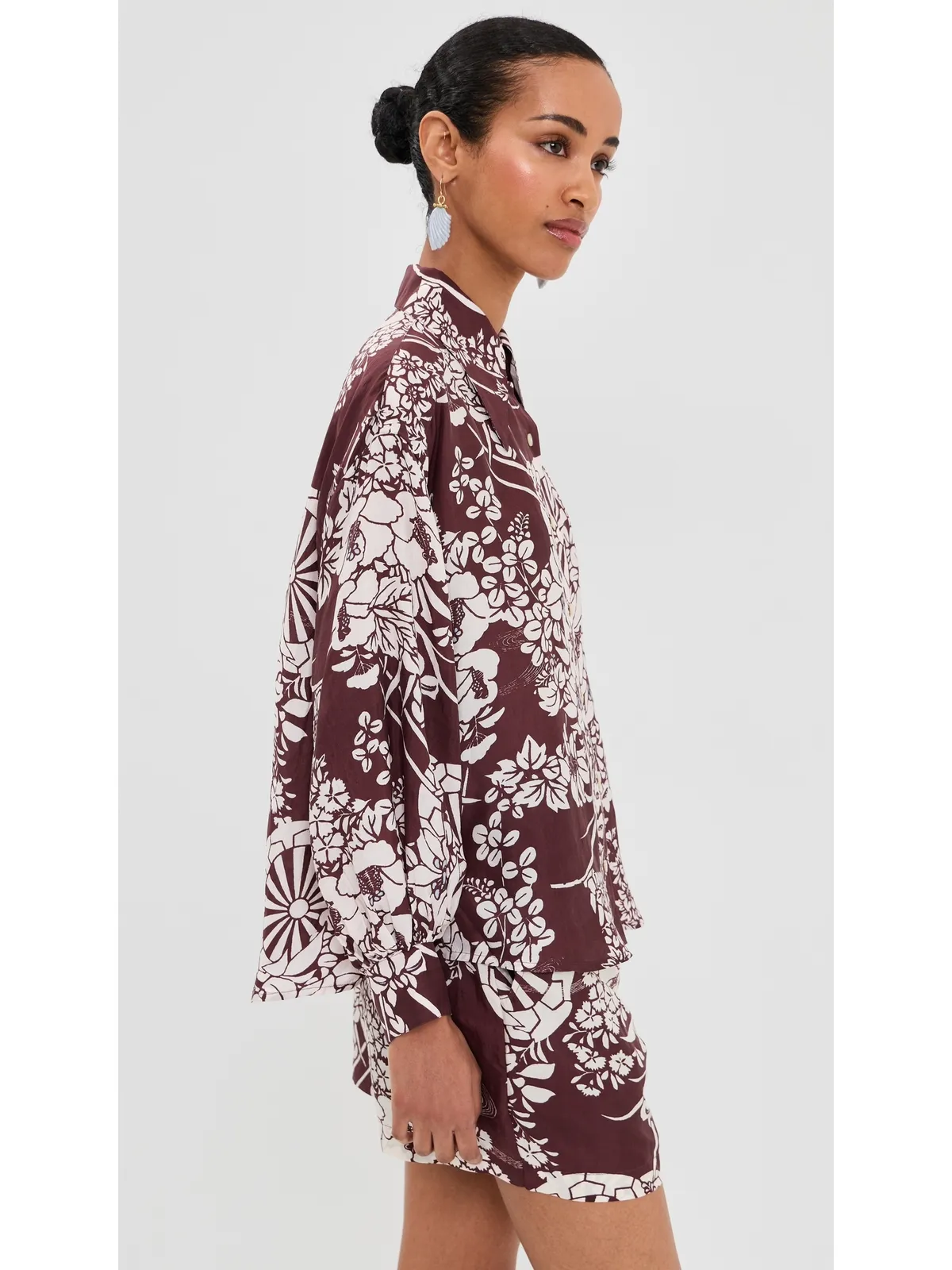 Alix of Bohemia Emery Auburn Spoke Silk Shirt - 画像4