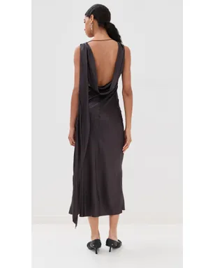 Acne Studios シルクサテン チュニックドレス グラファイトグレー - サムネイル3