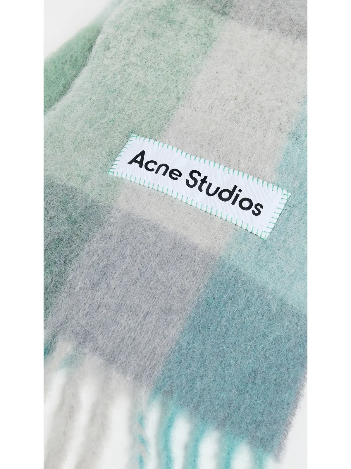 Acne Studios ヴァリー 無地スカーフ ターコイズ/グレー/ミントグリーン フリーサイズ - 画像4