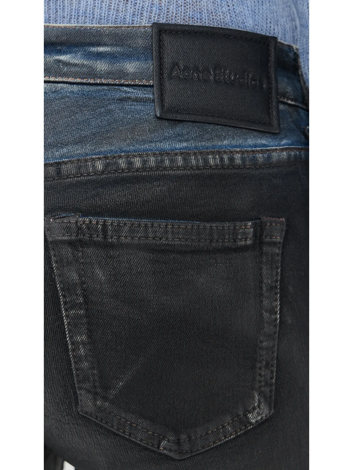 Acne Studios 2013 ストレッチ チャコール レザー仕上げパンツ ブラック - 画像6