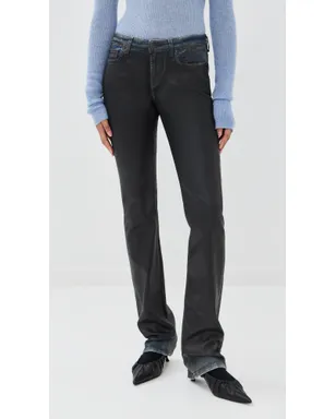 Acne Studios 2013 ストレッチ チャコール レザー仕上げパンツ ブラック - サムネイル3