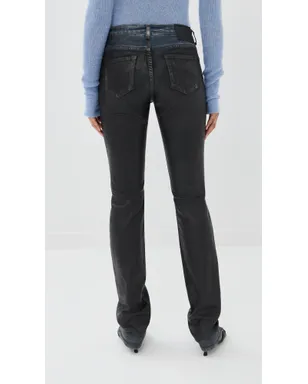 Acne Studios 2013 ストレッチ チャコール レザー仕上げパンツ ブラック - サムネイル4