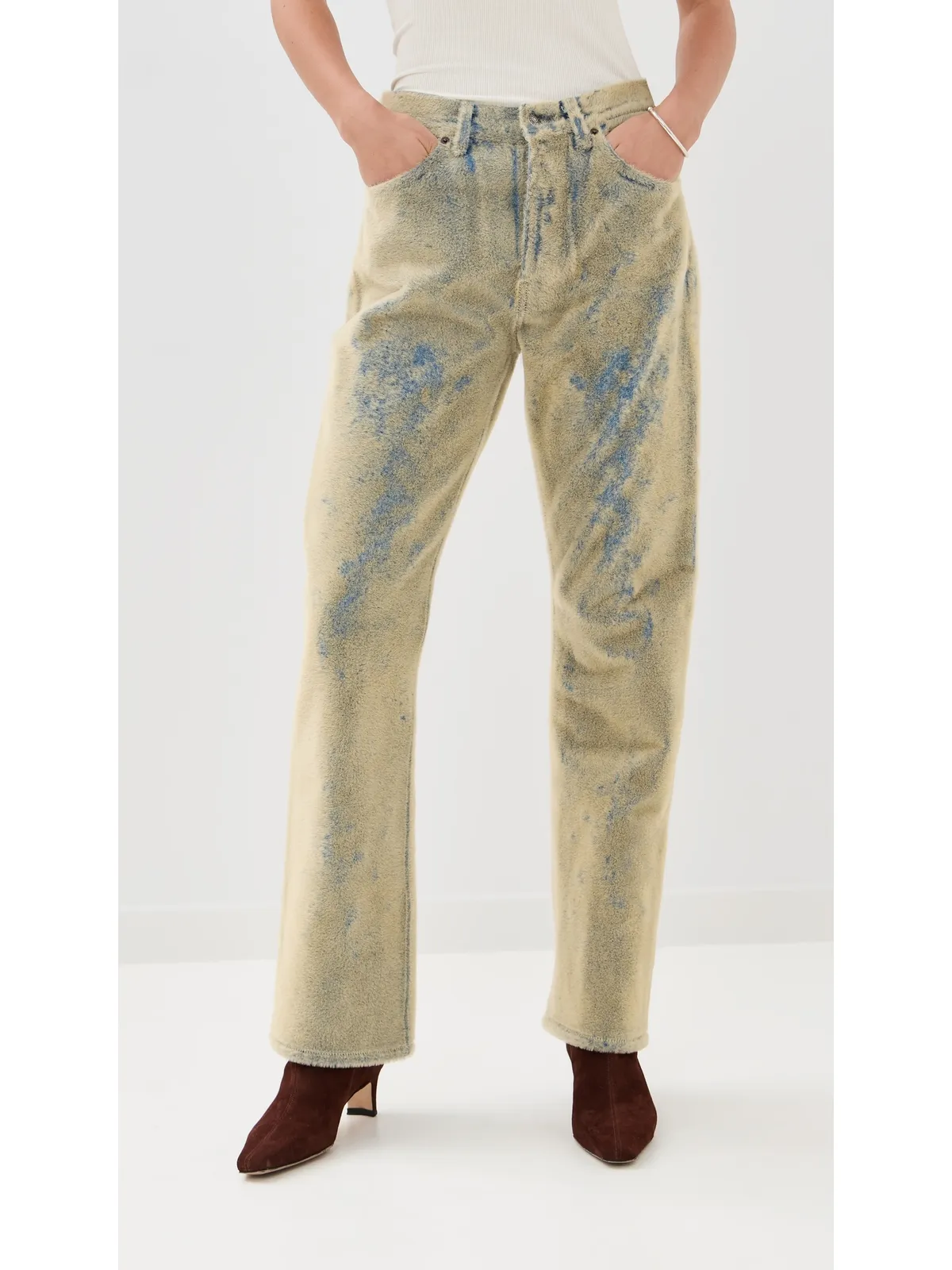 Acne Studios ルーズフィット 5ポケット デニム ブルー/ベージュ 36 - 画像2