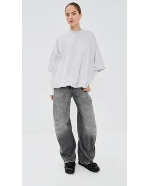 Acne Studios ギャザー入りロゴTシャツ グレー メランジ - サムネイル5