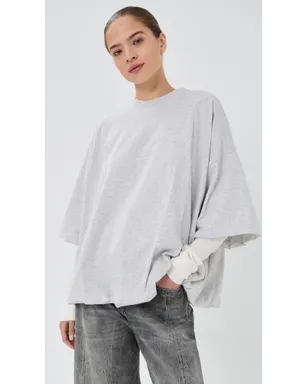 Acne Studios ギャザー入りロゴTシャツ グレー メランジ - サムネイル2