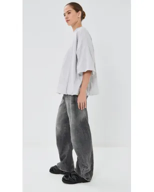Acne Studios ギャザー入りロゴTシャツ グレー メランジ - サムネイル4