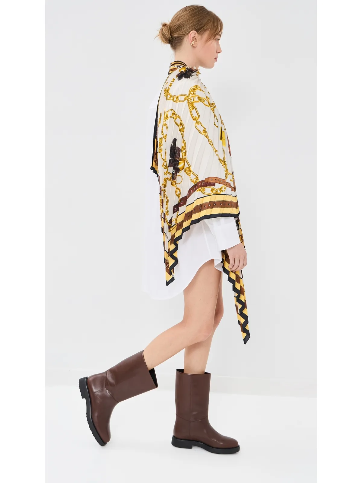 Acne Studios ボタンダウン・ドレス（スカーフ付き） ホワイト/ゴールド サイズ32 - 画像5