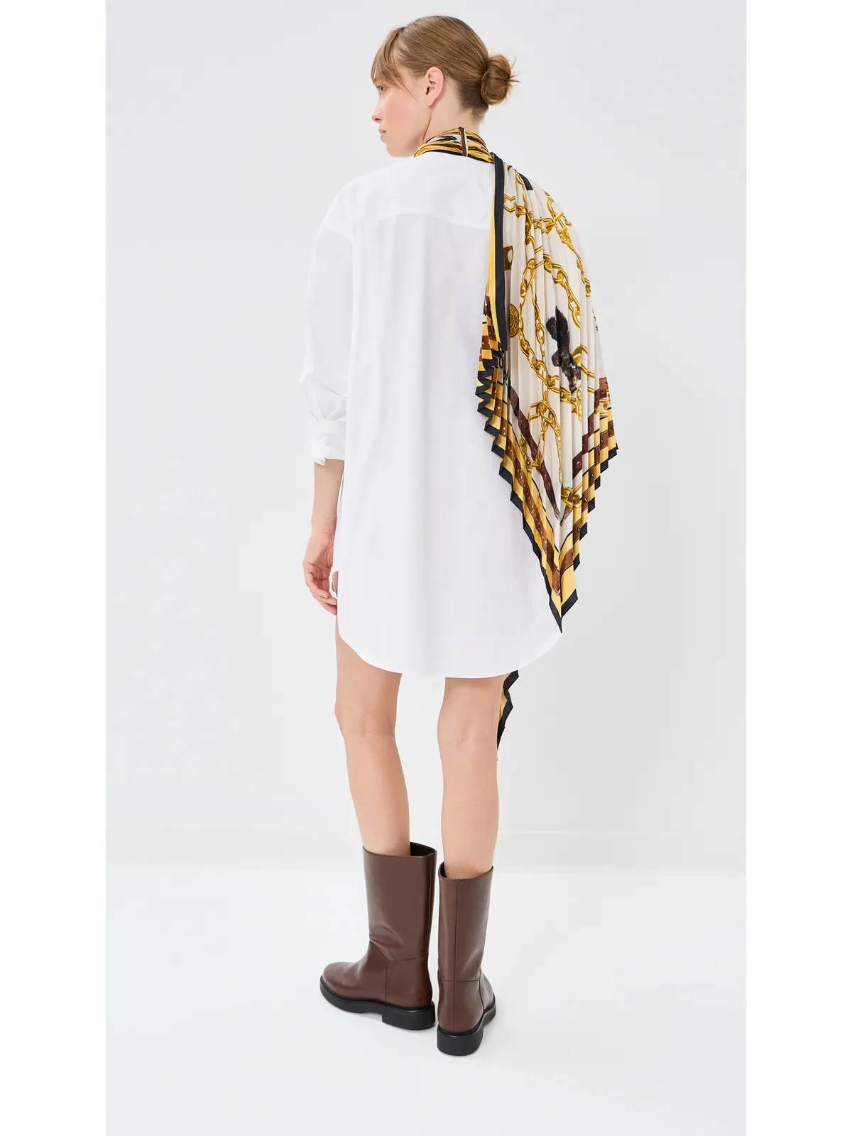 Acne Studios ボタンダウン・ドレス（スカーフ付き） ホワイト/ゴールド サイズ32 - 画像4