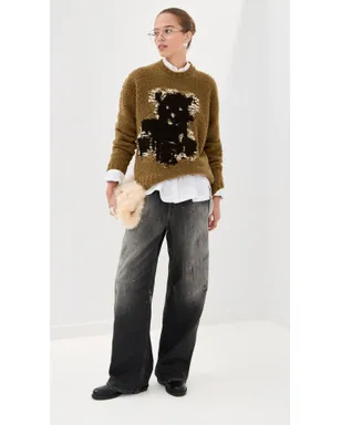 Acne Studios テディアニメーション クルーネックセーター カーキベージュ - サムネイル5