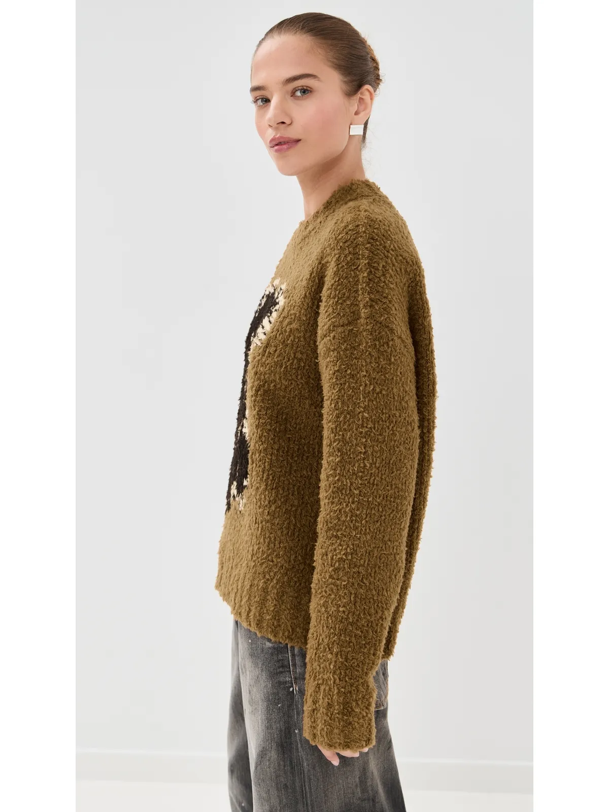 Acne Studios テディアニメーション クルーネックセーター カーキベージュ - 画像4