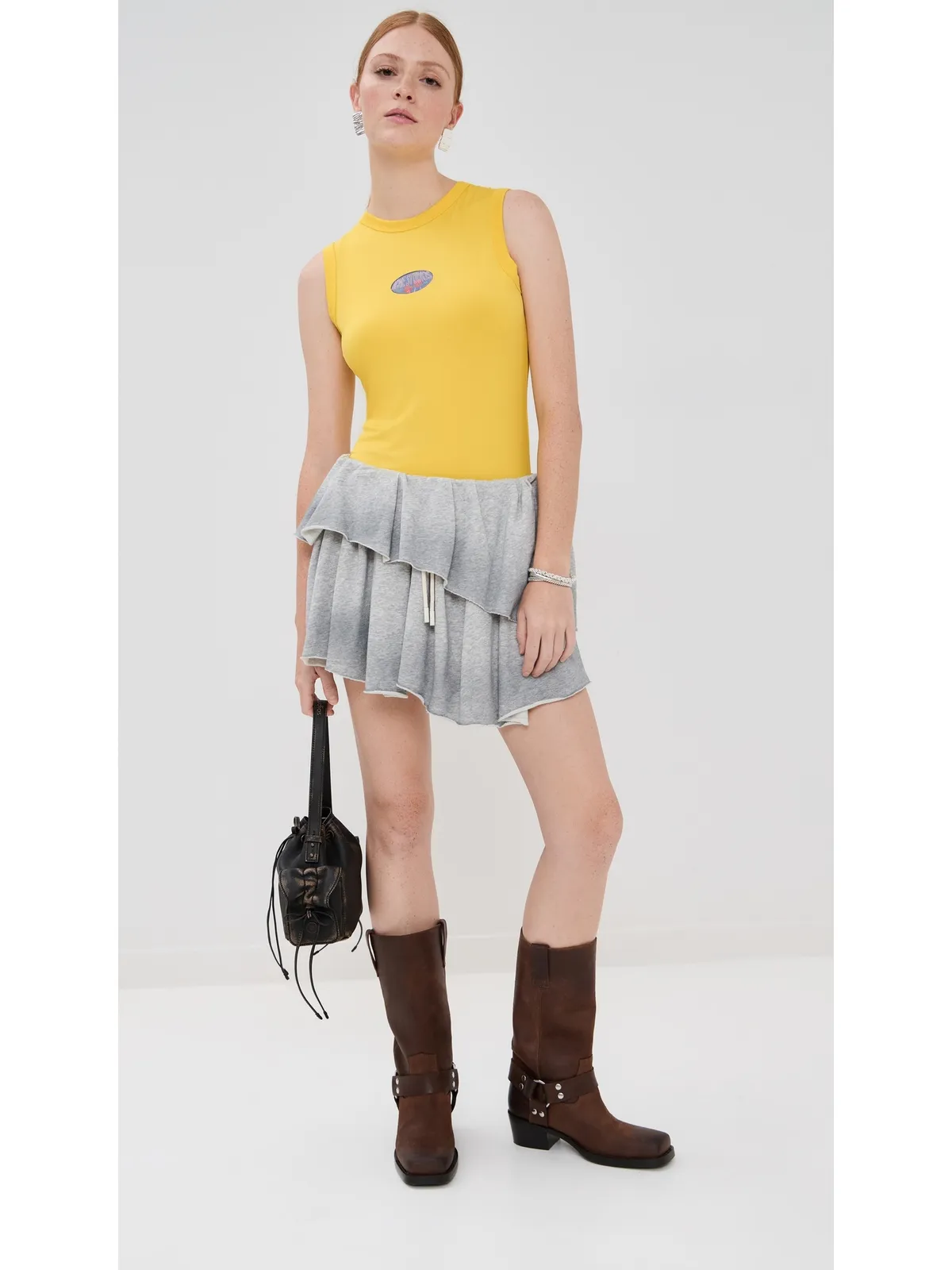 Acne Studios ショートスカート グレー メランジ - 画像5