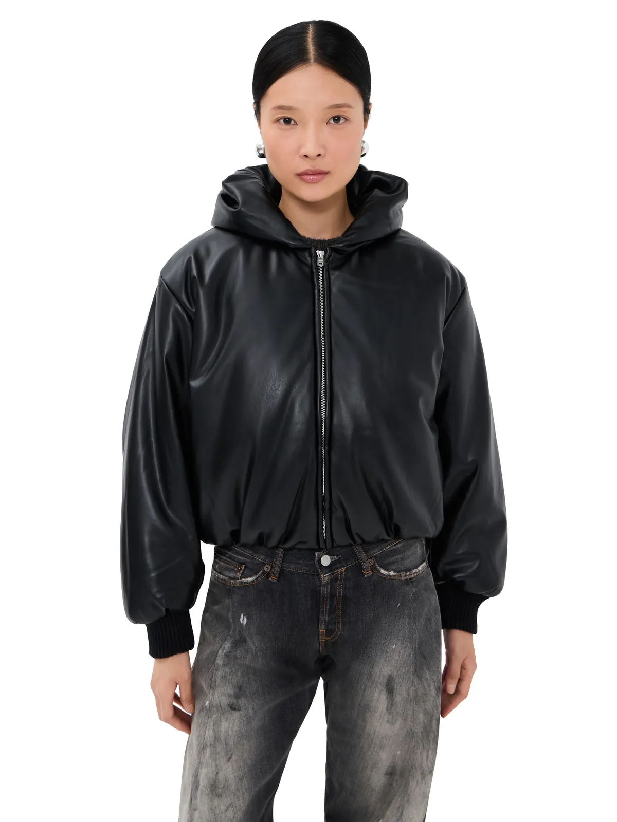 Acne Studios Grain フェイクレザー ジャケット ブラック - 画像1
