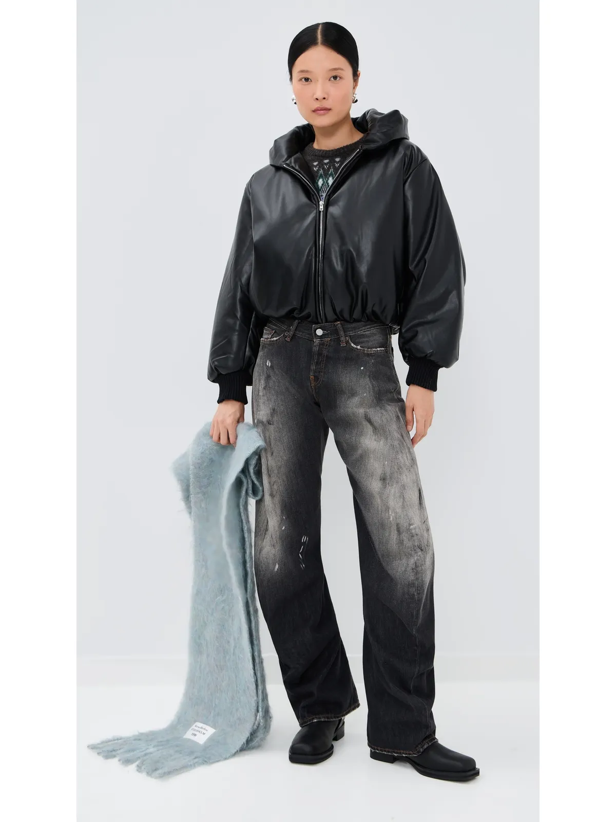 Acne Studios Grain フェイクレザー ジャケット ブラック - 画像5