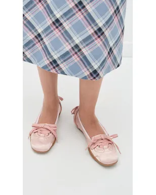 Acne Studios レースアップ サテン フラット パウダーピンク 39 - サムネイル3