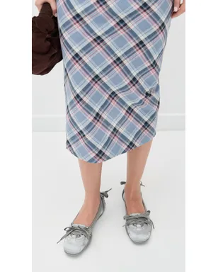 Acne Studios レースアップ サテン バレエフラット シルバーグレー 39 - サムネイル5