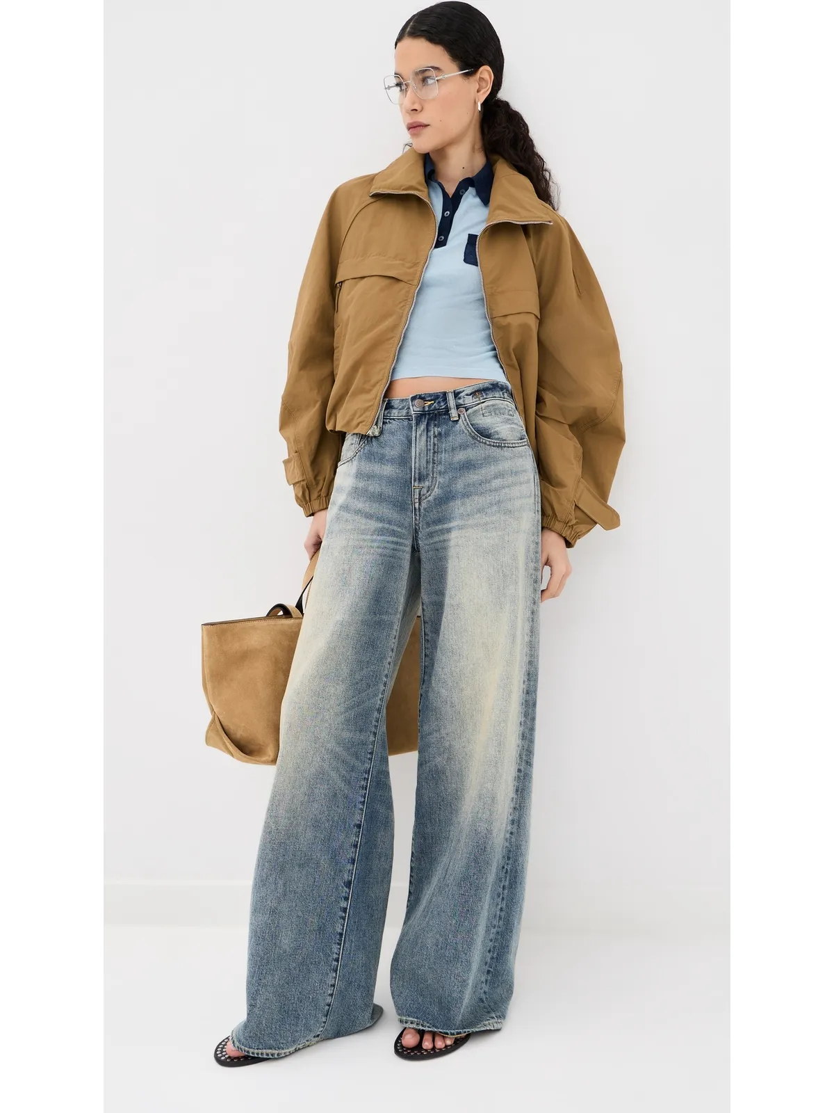 Acne Studios 透け感のあるポロセーター（ライトブルー／ネイビー） - 画像5