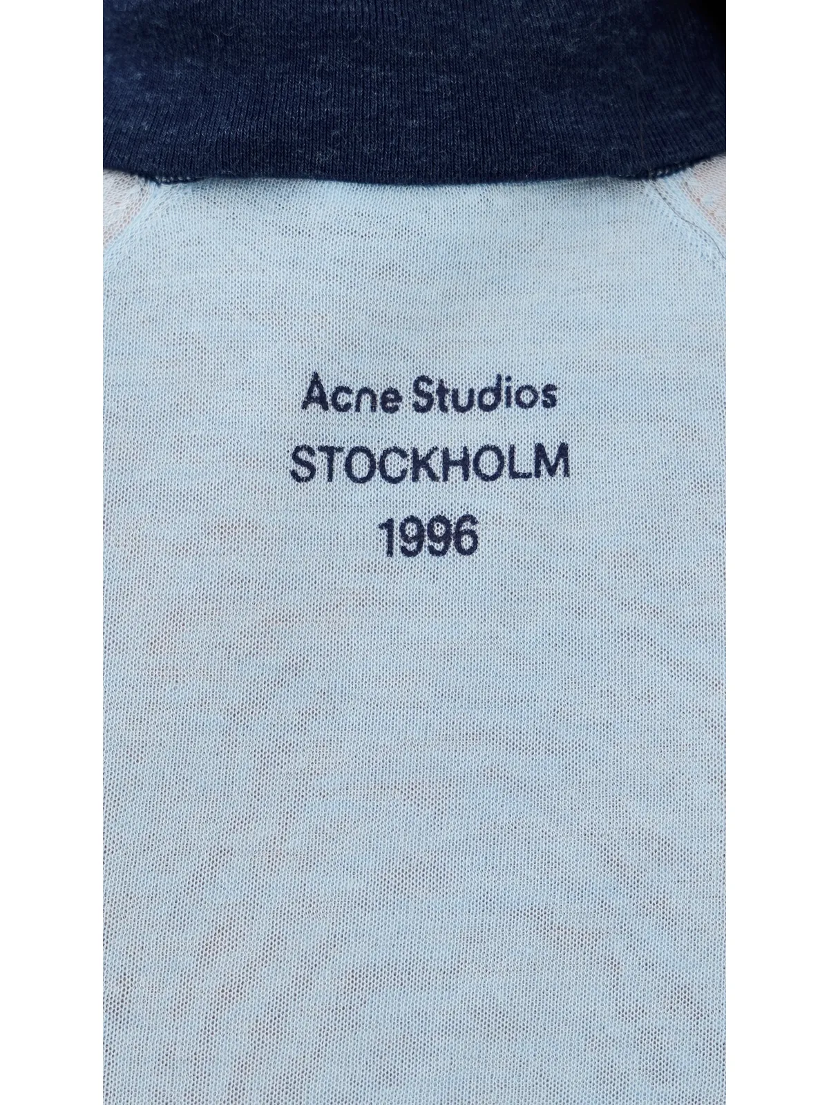Acne Studios 透け感のあるポロセーター（ライトブルー／ネイビー） - 画像6