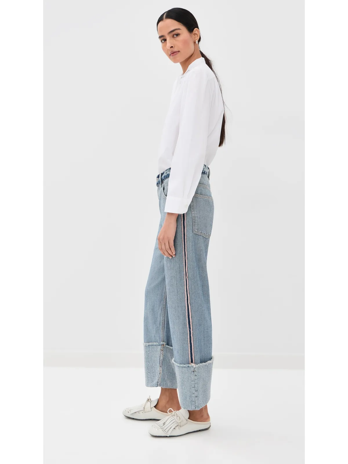 Acne Studios カフ付きデニムパンツ ミッドブルー - 画像5